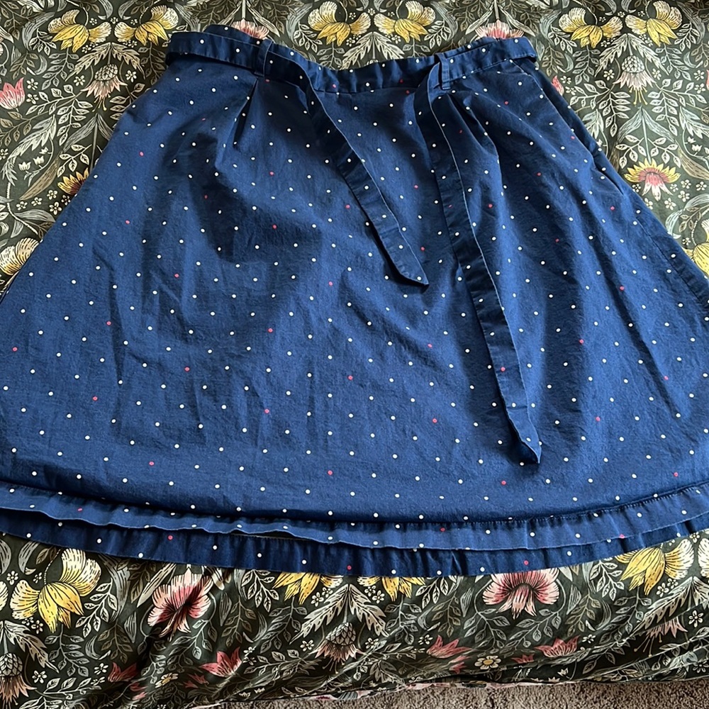 Americana Paper Bag Polka Dot Skirt with Tie Belt and Pockets